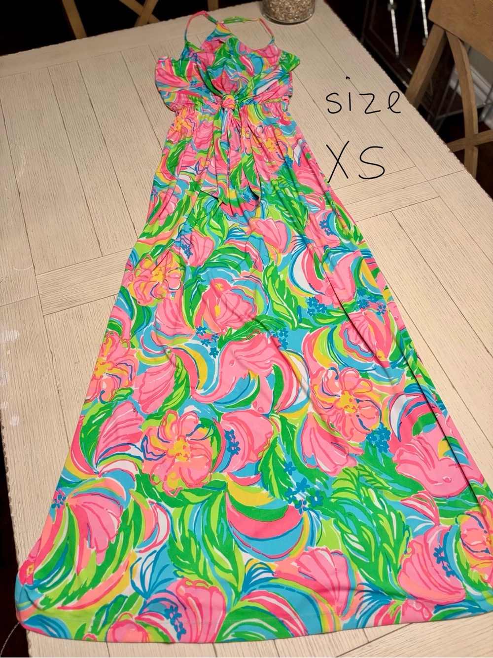 Lilly Pulitzer Pink & Green Tropical Floral Maxi Dress